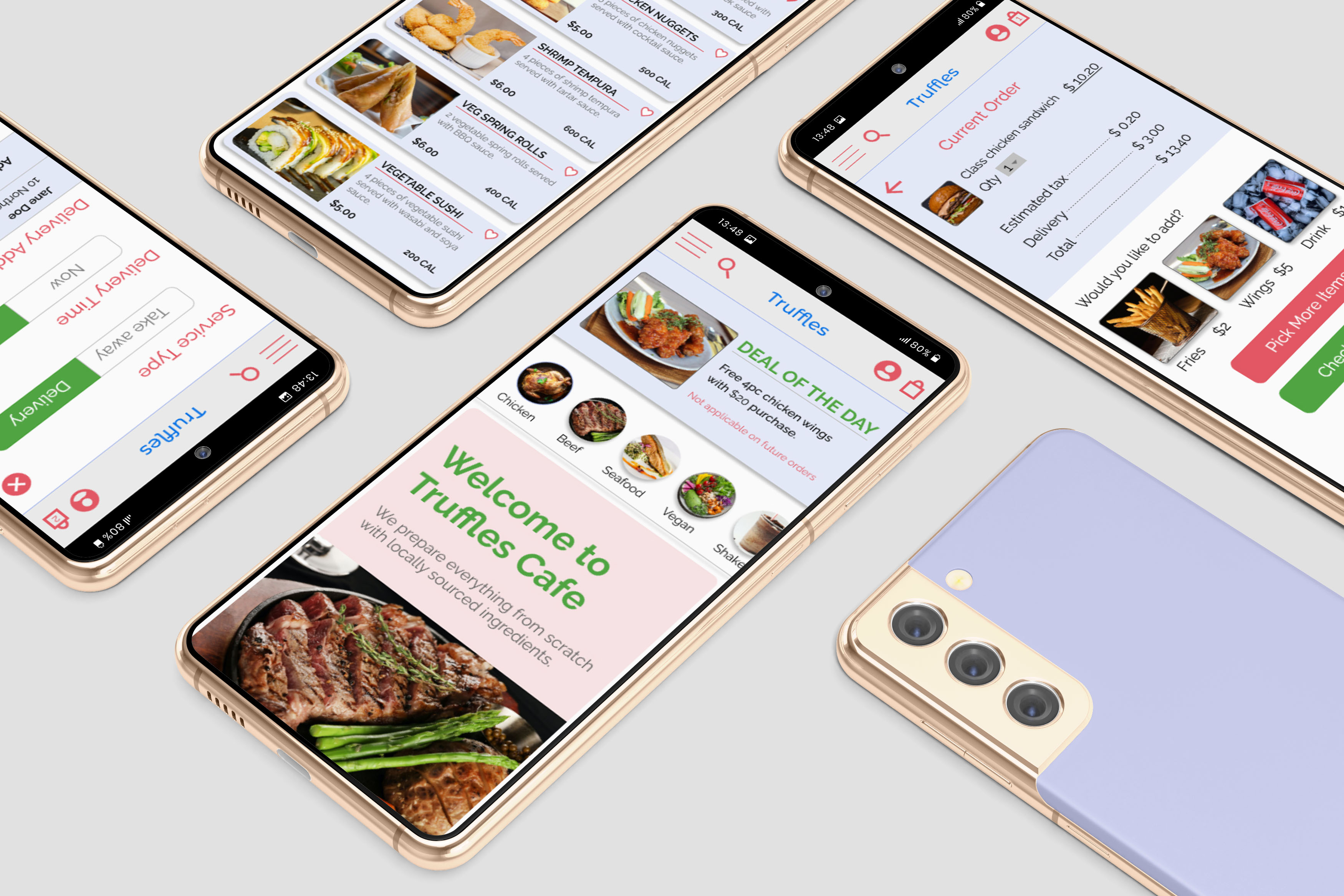 Truffles food deivery app mockup